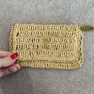 Elegant Woven Clutch with Gold Accents